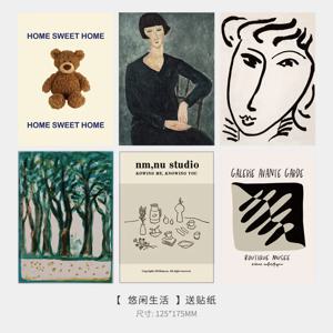 인스 레트로 추상 회화 예술적 엽서, 미적 장식 카드 배경 벽 사진 소품 스티커 포함, 6 매