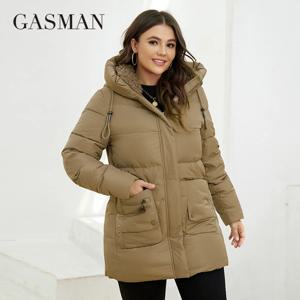 GASMAN 2022 패션 자켓 여성 플러스 사이즈 짧은 캐주얼 후드 포켓 파카 여성 코트 Outwear GM-82211