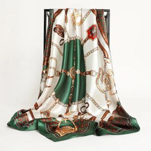 2024 여성용 실크 목도리 스퀘어 스카프 인쇄 머리띠 풀라 새틴 Hijab 헤어 밴드 Neckerchief 여성 헤드 랩 두건