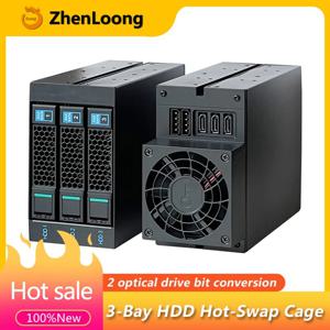 3베이 핫 스왑 하드 디스크 케이지 모듈 2개의 5.25인치 광학 드라이브 위치용 3.5인치 SATA SSD HDD 랙 캐비닛 데이터 저장 장치