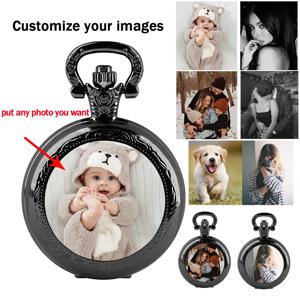 남녀공용 맞춤형 사진 유리 돔 빈티지 쿼츠 포켓 시계, 펜던트 목걸이 체인 시계, 쥬얼리 선물