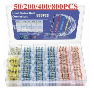 800개 납땜 씰 와이어 커넥터 열수축 절연 전기 와이어 터미널 버트 스플라이스 케이블 크림프 방수 자동차용