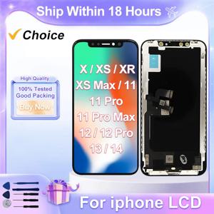 아이폰 X XR XS 맥스용 OLED LCD 디지타이저, 아이폰 11 12 프로 맥스 13 LCD 디스플레이 터치 스크린, 데드 픽셀 없음, 수리 부품 선택