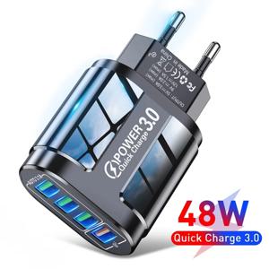 48W QC3.0 고속 충전기 4USB EU 표준 여행용 휴대용 4포트 고속 충전 안드로이드 아이폰 샤오미 기타 기기용