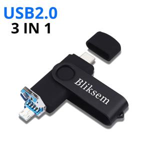 Bliksem 3IN1 Pendrive 64GB TYPE C 메모리 스틱 OTG 64GB 2.0 PC 휴대 전화 금속 USB 플래시 드라이브 펜 드라이브 64GB USB OTG