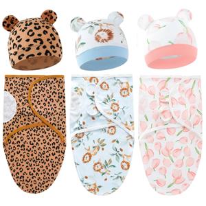 아기 담요 모자 세트, 코튼 신생아 배넷저고리 와들 랩, 유아 침낭 침구, 수신 담요, 아기 액세서리, 0-6M