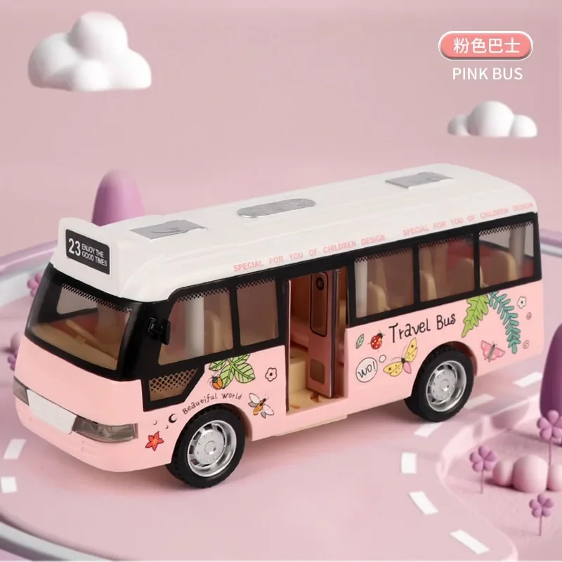 스쿨버스 장난감 자동차 다이캐스트 플라스틱 소형 자동차 시티버스 사운드 및 라이트업 마찰 구동 자동차 놀이 장난감 어린이 선물