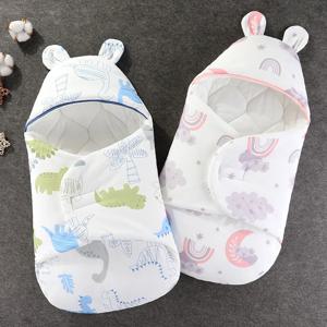 신생아 아기 침낭 만화 아기 랩 담요 가을과 겨울 신생아 SleepSack 봉투 아기를위한 두꺼운 누에 고치 0-6M