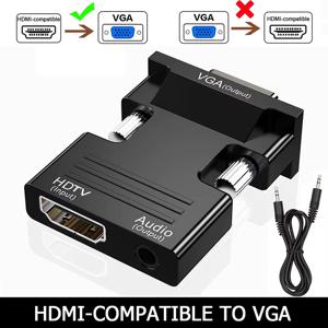 HDMI 호환 VGA 변환기 어댑터 1080P VGA 어댑터 PC 데스크탑 노트북 용 3.5MM 오디오 잭-HDTV 프로젝터 비디오 오디오