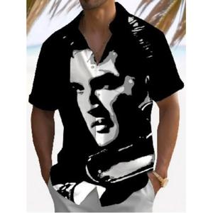 남성용 루즈 통기성 하와이안 셔츠, 탑 캐릭터 셔츠, 여름 캐주얼 패션, 반팔 셔츠, 2024
