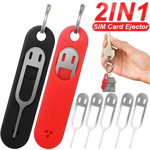 5/3/1Pack Sim 카드 제거 도구(실리콘 보호 케이스 포함) 분실 방지 카드 꺼내기 핀 바늘 트레이 오프너 스마트폰용 열쇠 고리