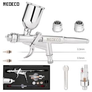 권총 그립 에어 브러시 키트 0.3mm/0.5mm 팬 캡 15CC 유체 컵 효율성 자동차 모델 DIY 페인팅 메이크업 네일 아트 케이크