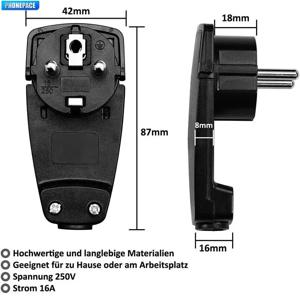유로 표준 독일식 풀링 조립형 유럽 전원 코드 플러그, 독일 및 프랑스 겸용 곡선형 초슬림 플러그