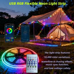 5VRGB 다채로운 음악 블루투스 캐비닛 TV 배경 색상 변경 창의적인 방수 소프트 라이트 바를 갖춘 유연한 네온 램프