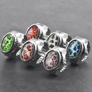 보석 플라워 클램셸 화이트 다이얼, 핑거 워치, 캐주얼 패션 링 워치, 시간을 볼 수 있음