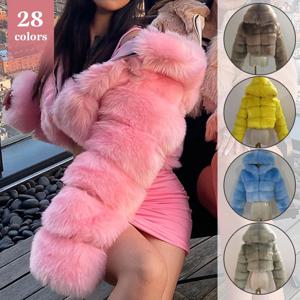 고품질 모피 자른 가짜 모피 코트 여성 streetwear 재킷 후드 겨울 모피 재킷과 푹신한 탑 코트 manteau femme