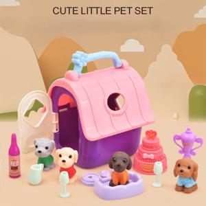 9/11pcs 어린이 놀이 인형 액세서리, 미니 시뮬레이션 애완견 케이지 세트, 소녀 놀이 장난감
