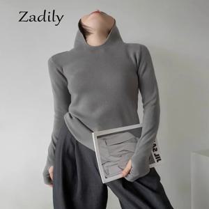 2025년 봄 여성 슬림핏 긴팔 니트 후드티 미니멀리스트 하이 스트레치 풀오버 여성 스포츠 스타일 탑