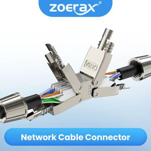 ZoeRaxTool-Free RJ45 커플러 차폐, 도구가 필요 없는 이더넷 케이블 확장기 PoE+, Cat7/Cat6a/Cat6 네트워크 케이블용, 실버