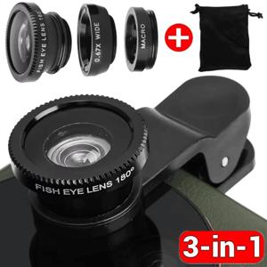 범용 3 in 1 전화 Fisheye 0.67X iPhone 용 광각 마이크로 카메라 렌즈 Xiaomi 스마트 폰 피쉬 아이 줌 렌 (전화 클립 포함)
