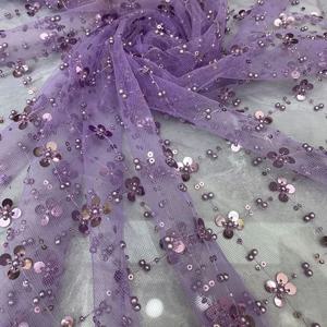 작은 사각형 진주 비즈 튜브 스팽글 자수 메쉬 원단 웨딩 원피스, 여성 럭셔리 원피스 아동복, DIY 직물