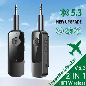 2 in 1 무선 블루투스 송신기 어댑터, 자동차 음악 오디오 Aux 헤드폰 수신기 핸즈프리, 3.5mm TF 잭, 5.5 리시버