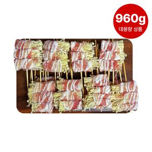 팽이버섯삼겹말이꼬치 60g 16꼬치 960g 대용량 업소용 도매 캠핑 음식 수제꼬치 간식 안주