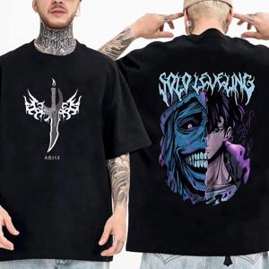 솔로 레벨링 조각상 오브 갓 성진우 셔츠, 애니메이션 그래픽 티, 애니메이션 하이 퀄리티 코튼 티셔츠, 탑 스트리트웨어