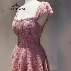 FATAPAESE 맞춤형 반짝이 비즈 풀 크리스탈 보석 웨딩 가운, 케이프 스트랩 스팽글 시스, 인어 신부 바닥 길이 가운