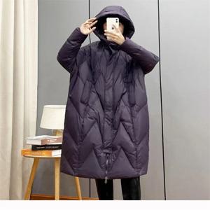 여성용 레트로 통근 루즈하고 두꺼운 다운 코튼 자켓, 새로운 무릎 길이 플러스 사이즈 후드 파카 겨울 아웃웨어 레드