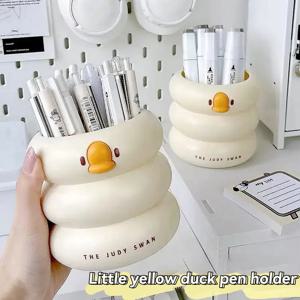 Kawaii 라운드 펜 홀더 귀여운 만화 연필 스탠드 데스크탑 대용량 스토리지 펜 홀더 학교 학생 문구 용품