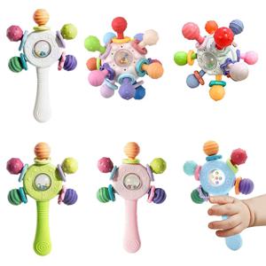 아기 개발 장난감 0 6 12 개월 감각 아기 Teether 공 딸랑이 교육 장난감 부드러운 젖니가 남 딸랑이 장난감 게임 어린이를위한