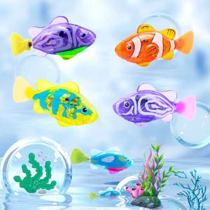 고양이/개를 위한 대화형 로봇 물고기 장난감, LED 조명으로 물에서 수영 활성화, 수영 목욕 플라스틱 물고기 장난감 선물