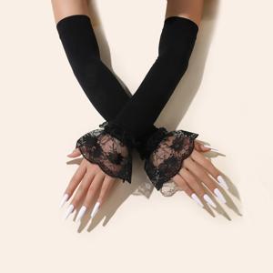 패션 긴 레이스 팔 슬리브 여름 선 스크린 핑거리스 장갑 운전 얇은 통기성 사이클링 슬리브 팔 보호대