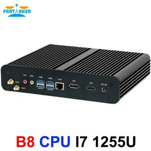 Partaker 팬리스 미니 컴퓨터 I7-1260P 1165G7 10710U 10510U 2*DDR4 mSATA M.2 SSD 마이크로 PC Win11 Pro 베어본 HTPC Nuc DP HDMI