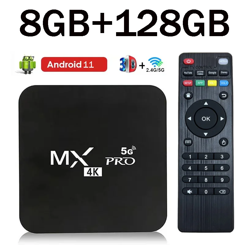 MX-PRO TV 박스 8GB 128GB 안드로이드 11 지원 4k HD 4G 5G 듀얼 WiFi Amlogic S905 쿼드 코어 H.256 3D iptv