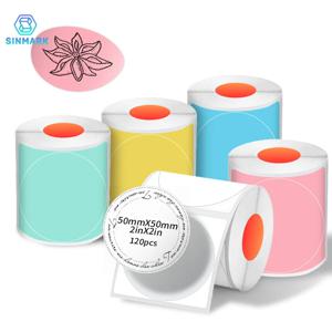 SINMARK 50mm 라운드 컬러 열 라벨 용지 원형 방수 라벨 선물 태그 휴대용 프린터 용 자체 접착 스티커 사용