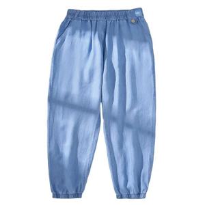 트렌디한 아이스 실크 얇은 데님 팬츠 루즈핏 하란 여름 신상 캐주얼 바지 플러스 사이즈 여성용 편안한 면 폴리에스터