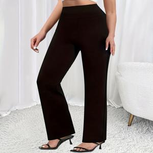 여성용 하이웨이스트 스트레이트 팬츠 1벌 - 봄, 여름, 가을, 오피스룩으로 활용하기 좋은 우아한 스트레치 팬츠