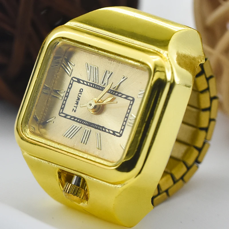 반지 쿼츠 시계 새로운 뜨거운 판매 크리 에이 티브 로마 리터럴 합금 쉘 손가락 스퀘어 다이얼 커플 남성과 여성
