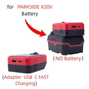 USB C 고속 충전이 가능한 PARKSIDE X20V 배터리 마운트용 액세서리 휴대폰 무선 모바일 전원 은행 어댑터