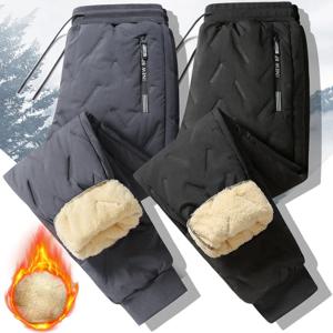 겨울 운동복 남성 플러시 두꺼운 양털 운동복 Lambswool Thermal Trousers 캐주얼 바지 방수 방풍 따뜻한 코튼 바지