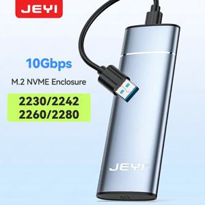 JEYI 알루미늄 M.2 NVME SSD 인클로저 어댑터, USB 3.2 Gen 2 (10 Gbps) 에서 NVME M-Key/(B + M) Key SSD 외장 케이스, 트림 UASP 포함