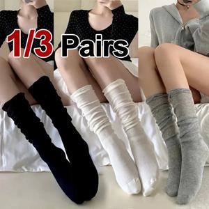 1/3 쌍 여성용 봄 가을 단색 종아리 양말 패셔너블한 한국 버전 미니멀리스트 버블 마우스 발레 스타일 캐주얼 양말