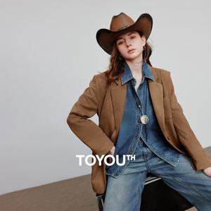 토유스 여성 블레이저 2025 가을 신상 바른 스타일 레트로 브라운 스웨이드 경량 라펠 칼라 싱글 버튼 수트 코트