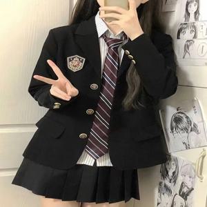 일본 Jk 유니폼 블레이저 여성 하라주쿠 Epaulet Sweet Preppy 패션 정장 재킷 가을 학생 캐주얼 버튼 3D 장식 코트