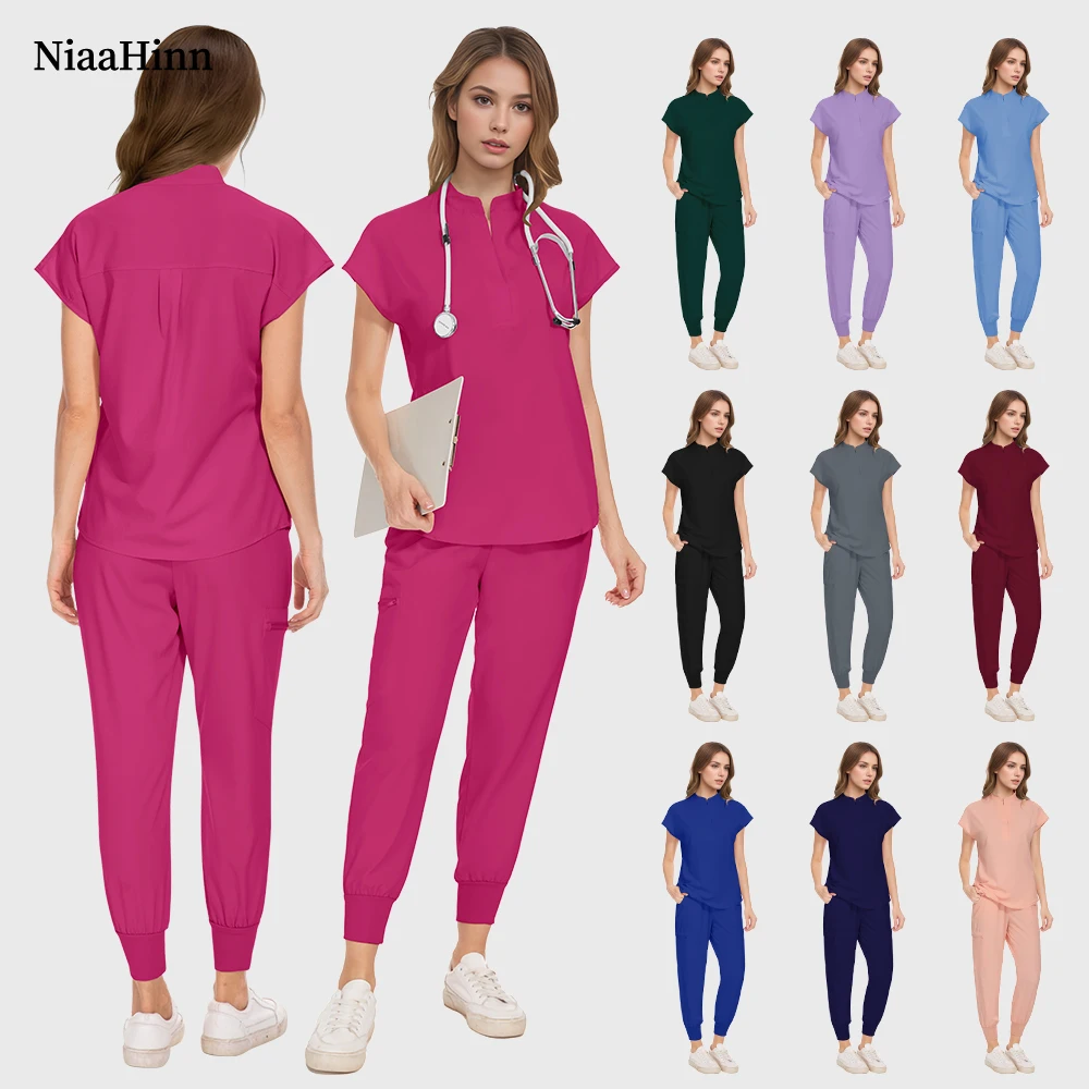 니아힌 의료 수술복 병원 치과 진료소 의류 애완동물 스크럽 수트 실험실 세트 약국 간호사 유니폼 스파 유니폼