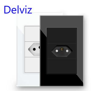 Delviz 브라질 표준 전원 콘센트, 10A/20A 1 핀 구멍 AC 110V~250V,120mm*72mm 크리스탈 유리 패널, BR 전기 플러그 벽 소켓