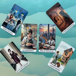 일상생활 78PCS 70*120mm 타로 카드 PDF 가이드 현대 생활 테마 작업 사랑 부자운단 룬 보드 게임