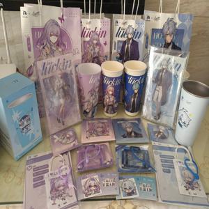 재고 있음 공식 혼카이: 스타 레일 X 럭킨 커피 캐스터라이스 페이논 아크릴 스탠드 온도 감지 컵 시키시 배지